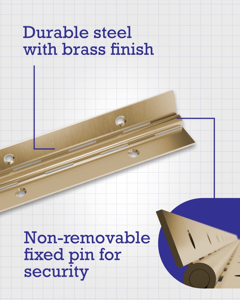Hardware Essentials 851071 Continuous Pin 36" x 1-1/2" Brass - Image 4